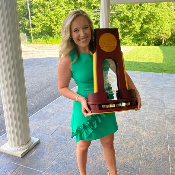 Green Mini Dress with Ruffle - Picture 4 of 4
